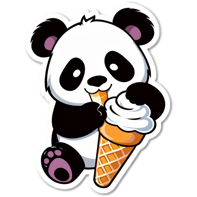 Panda eating ice cream emoji