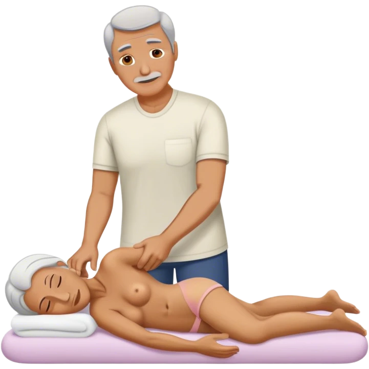 60-year-old man massaging 60-year-old woman  emoji