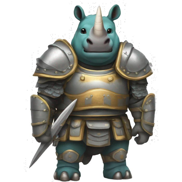 Un rhinocéros  portant une armure et son bataillon derrière lui emoji