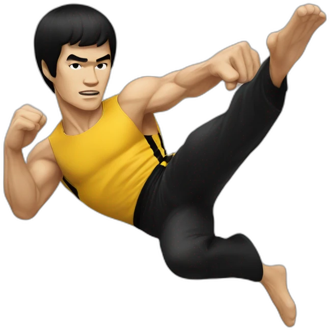 bruce lee side-kick to kick bag emoji