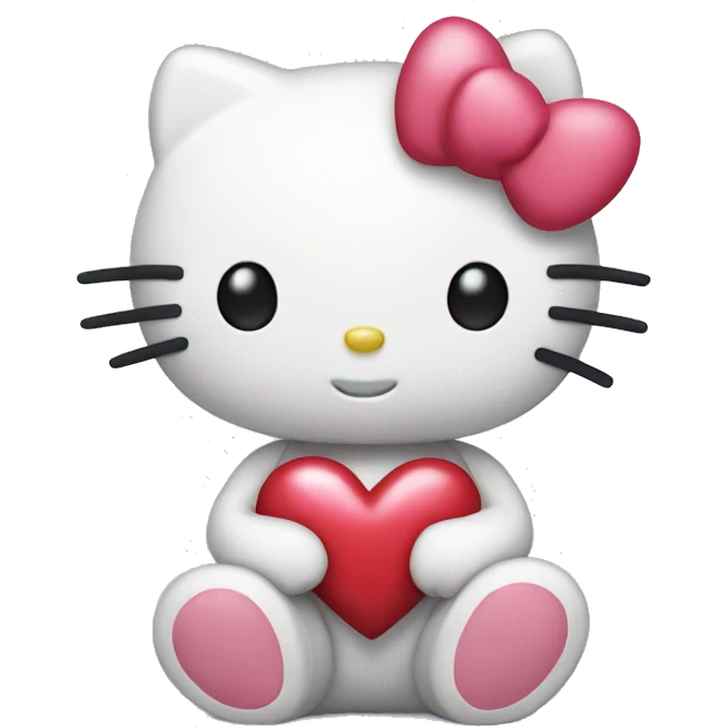 Hello kitty with a heart emoji
