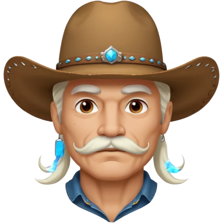 muscular tattooed on face and mustached cowboy long white hair  emoji