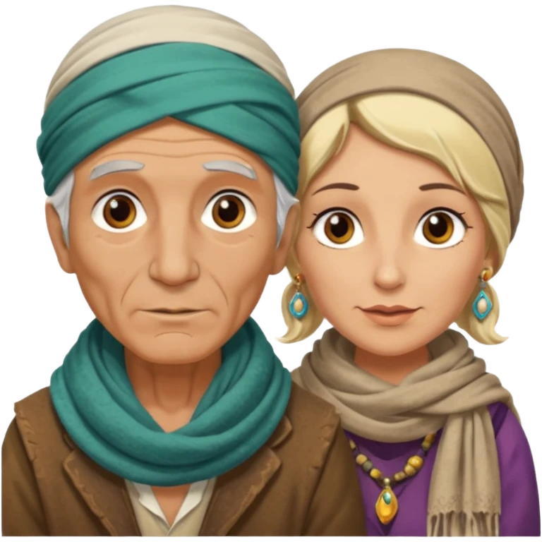 Elderly male gypsy and blonde female gypsy emoji