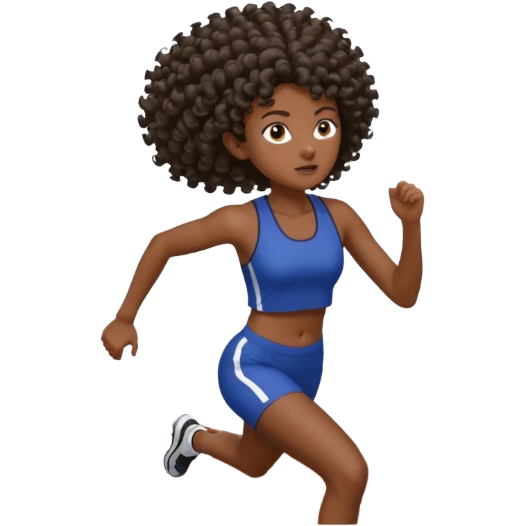 Treino de corrida mulher morena de cabelos cacheados caindo nas costas emoji