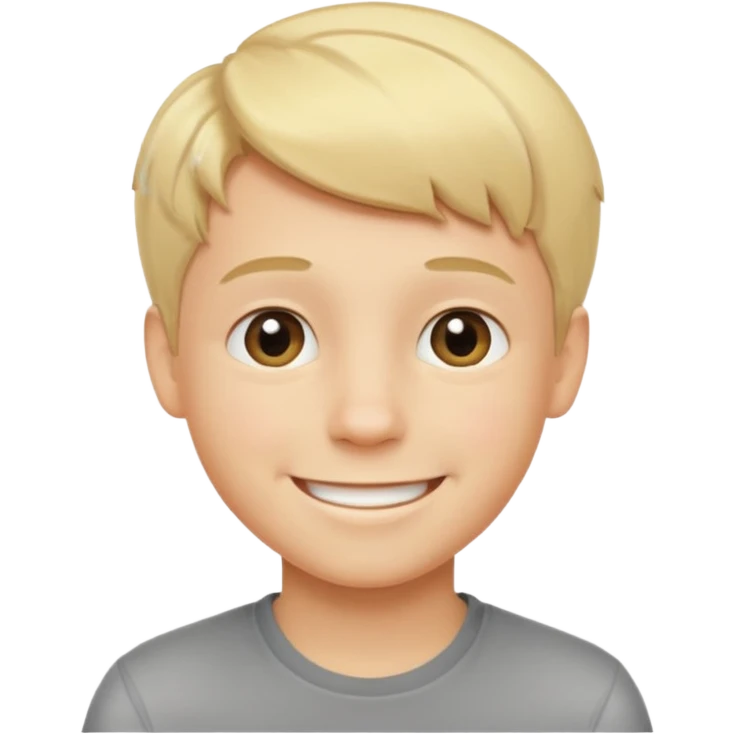 cheerful boy with short blonde hair smiling emoji