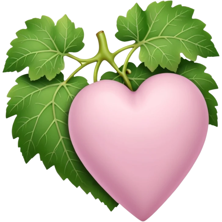 Pale pink heart with the grape leaves emoji