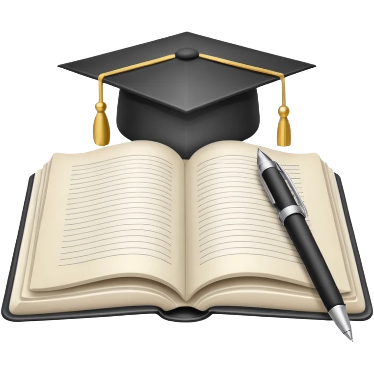 "A white open book,The pen should be positioned as placed exactly in the center between the pages.  if held by a right-handed person - meaning the direction is reversed compared to a left-handed grip. The pen should be uncapped, and the cap placed behind it." emoji