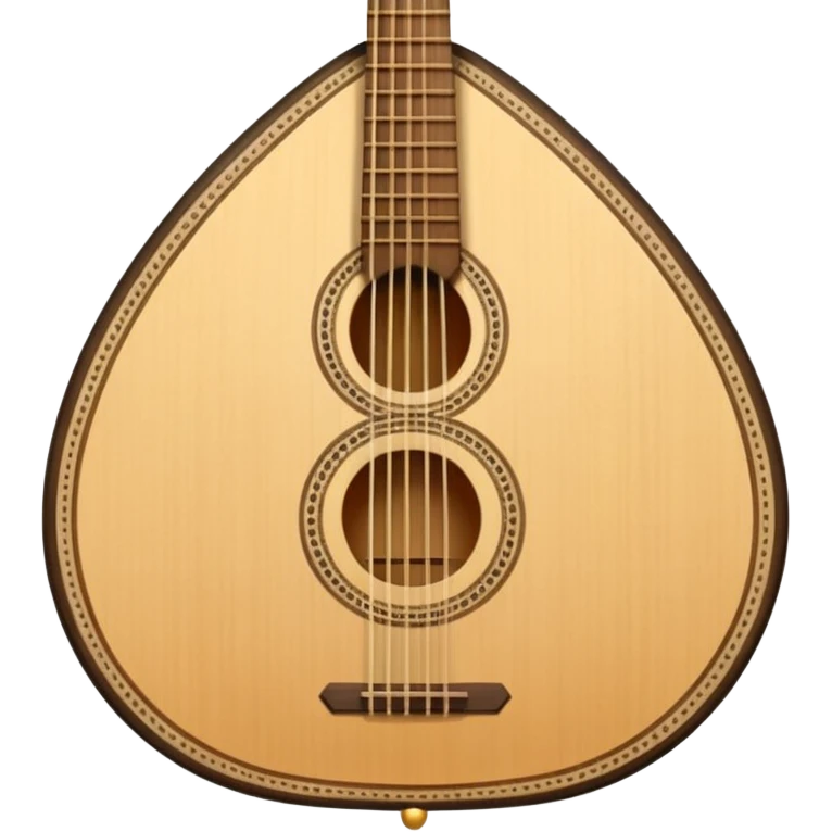 A traditional Ukrainian string instrument with a large pear-shaped wooden body, a short neck, and many strings arranged in a fan shape. It looks like a mix of a lute and a harp and is often held upright and played by plucking the strings. emoji