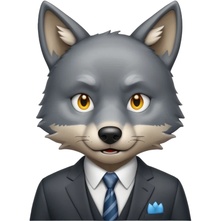 wolf in business clothes feeling the pressure of marketing online, emoji style emoji