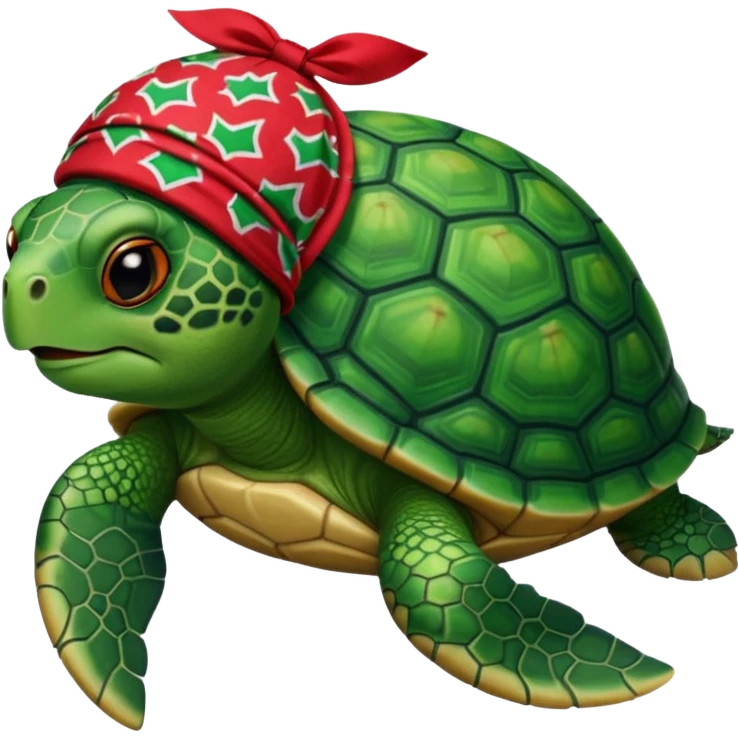 A turtle wearing a bandanna ￼ emoji