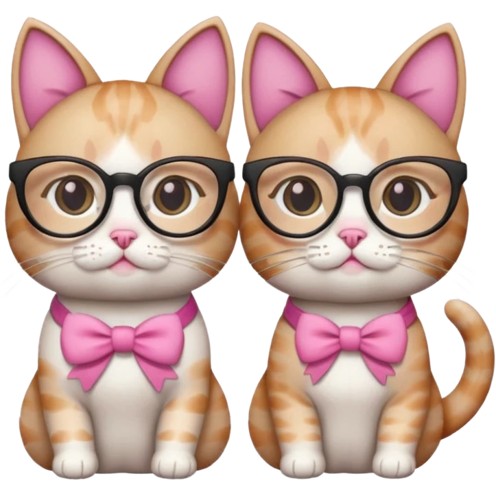 Cat with glasses with a girly cat with bow on her ear emoji