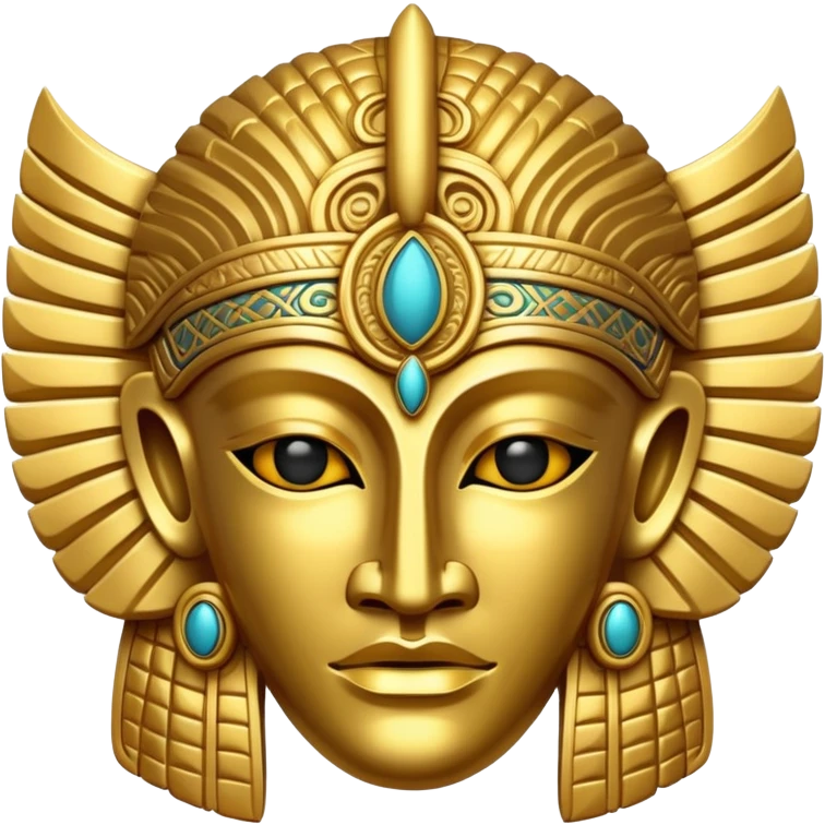 golden Anunnaki mask, ornate, classic emoji style emoji