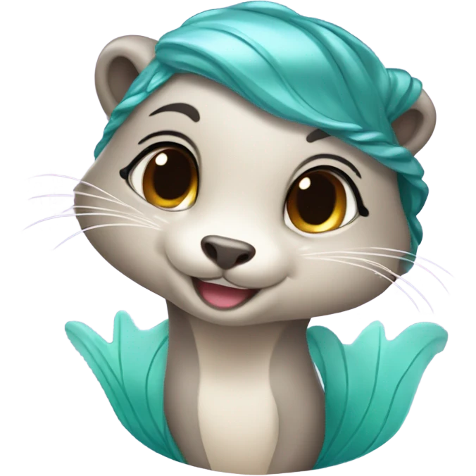 A cute and happy otter face as a mermaid princess. emoji