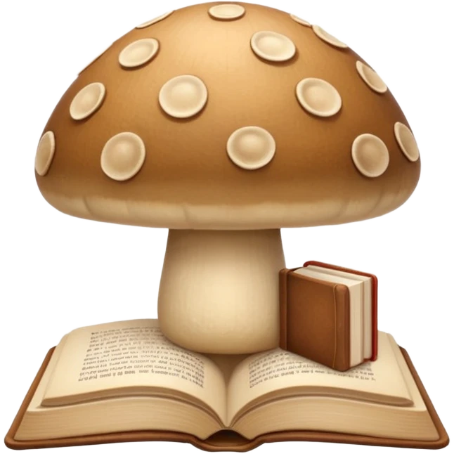 Cozy beige mushroom and book emoji
