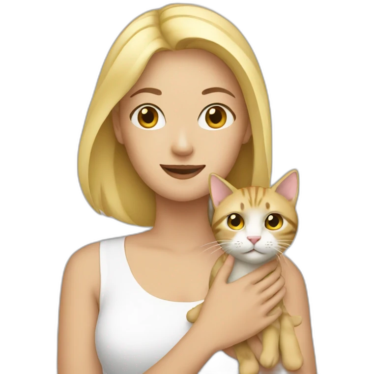 Blond woman with cat in her hands emoji