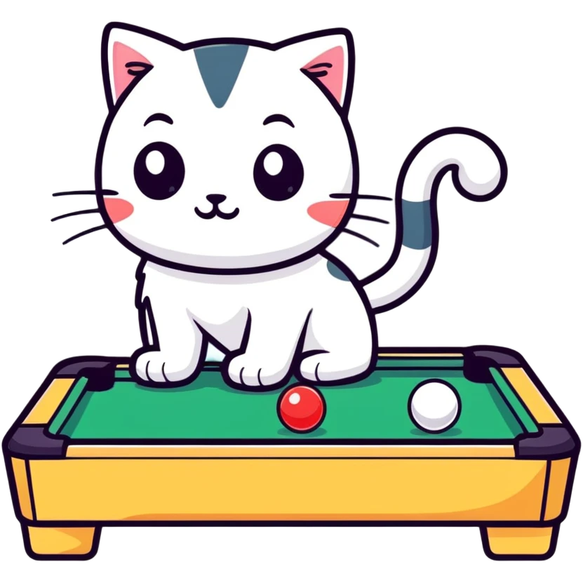 Cat playing pool emoji