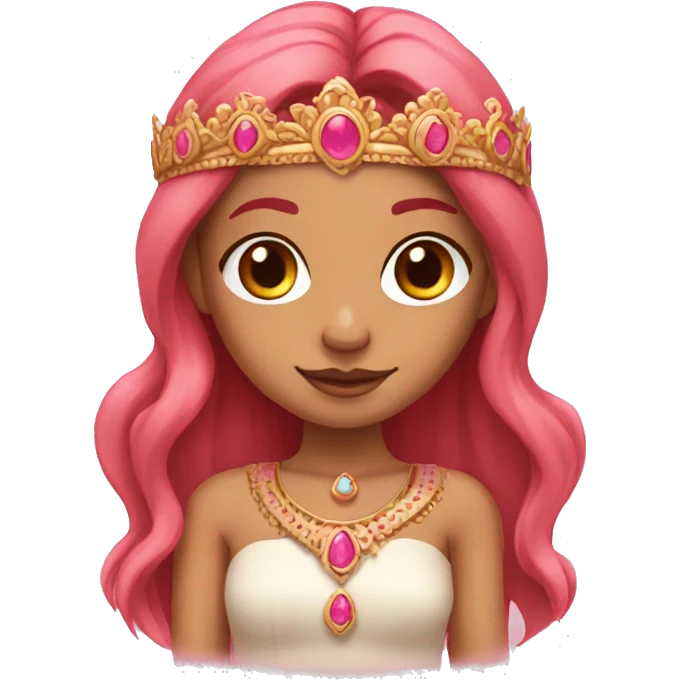 tan skinned girl with long pink hair and an Indian style crown emoji