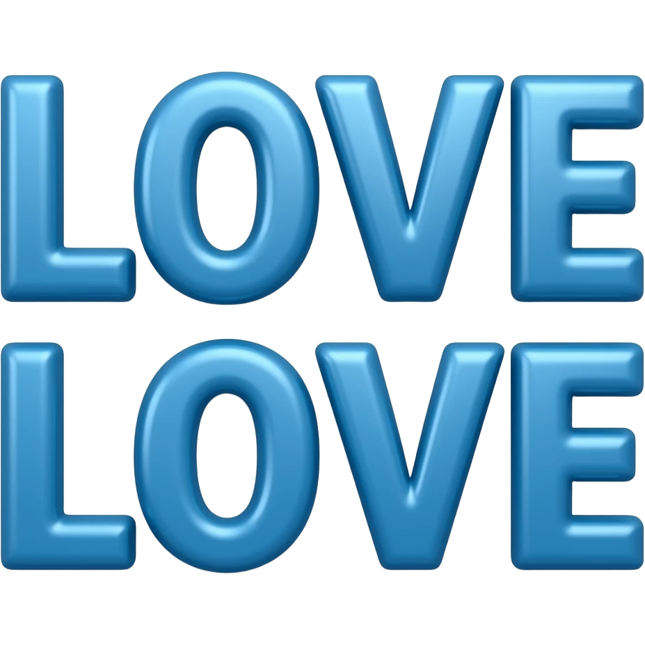 name "love is love" in bleu, 3D style nsync lettering emoji