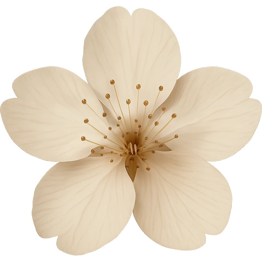 show  one beige cherry blossom without a stem , remove background emoji