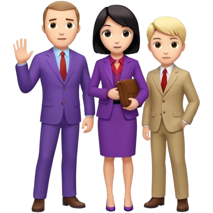 The Parr family from Incredibles in civilian clothes - Bob in business suit, Helen in casual clothes, Violet teen with black hair, Dash blonde boy, baby Jack-Jack emoji