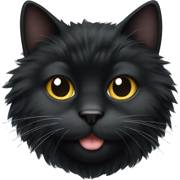 fluffy black cat with white chin emoji
