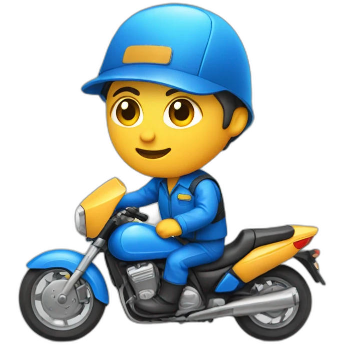 Courier blue uniforms with motorcycle car accident emoji
