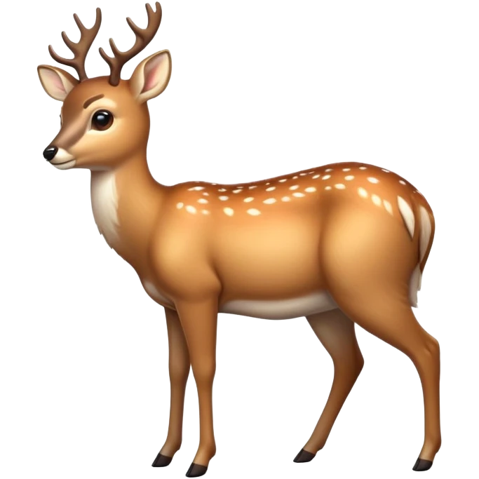 cinematic-[deer]-realistic-full-body-standing on all fours-emoji,-tail-tucked-close,-head-tilted-dramatically,-sleek-[fawn]-fur,-simplified-yet-realistic-focused-features,-highly-detailed,-glowing-with-an-almost-sarcastic-glow emoji