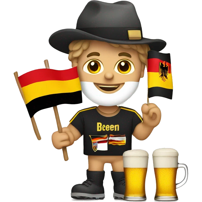 German Football Fan with flag, beer, schnitzel, and a football emoji