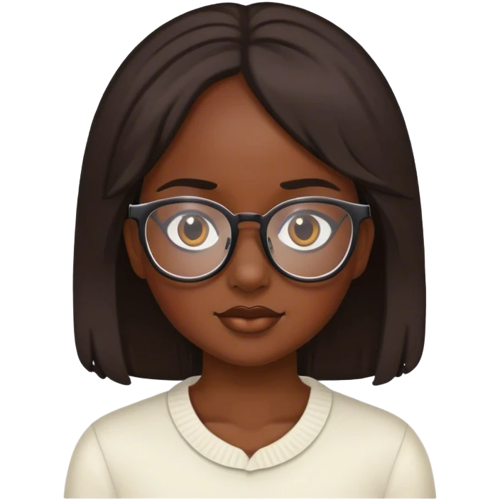 dark-skinned girl with glasses emoji