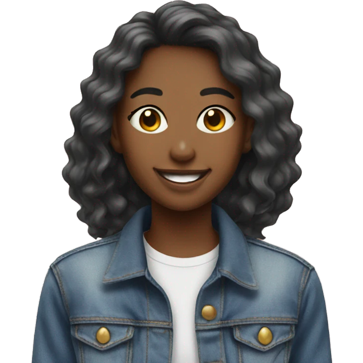 smiling girls in denim jackets emoji