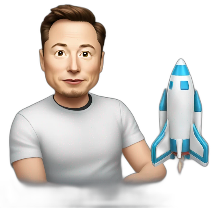 elon musk playing with rocket toy emoji