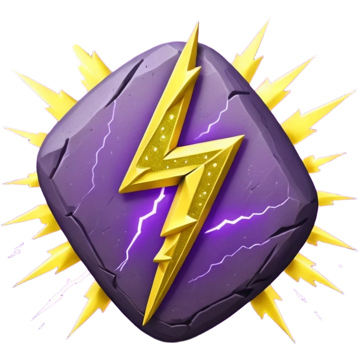Purple rune with Yellow lightning bolts emanating from it. With glitter shine emoji