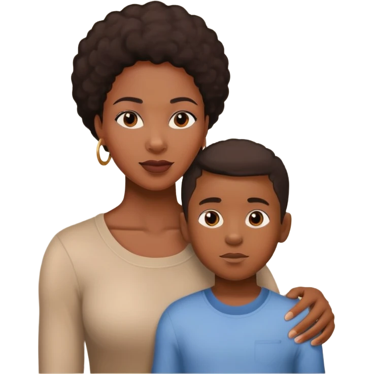 black family with just mother and son emoji