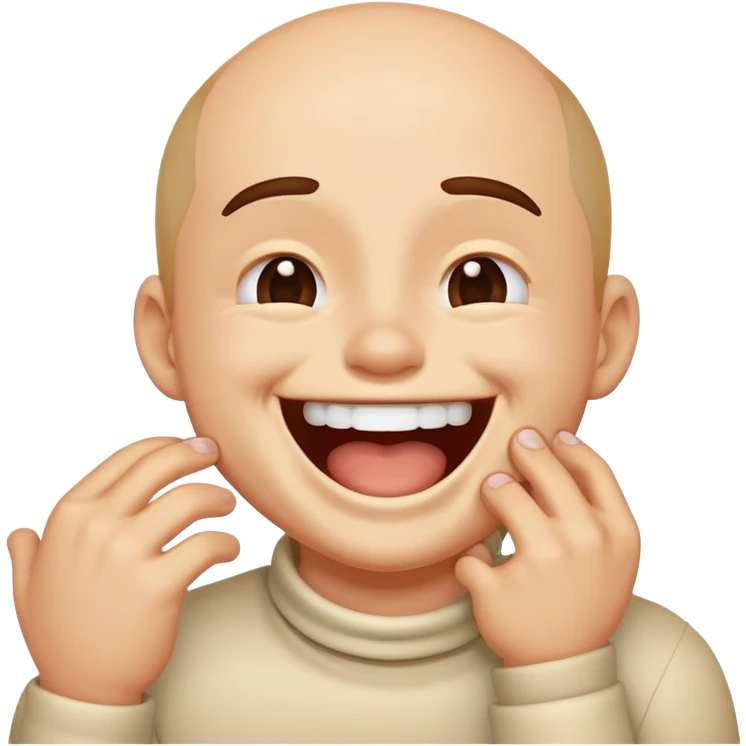 Person smiling while laughing and choking himself  emoji