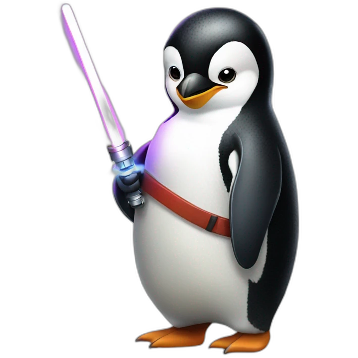 a penguin with a light sabre emoji