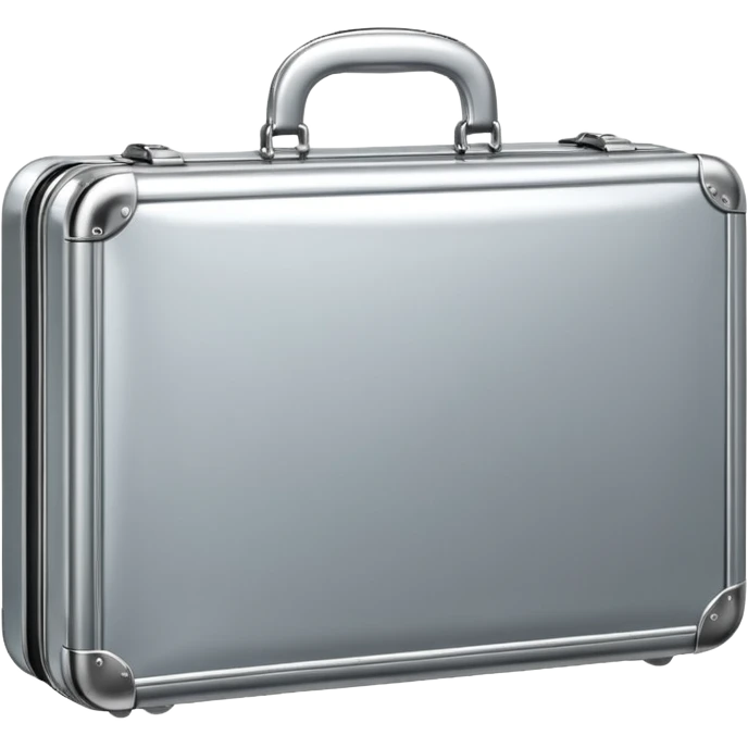 A luxury briefcase emoji made of polished silver chrome, smooth rectangular shape, metallic reflections, minimal high-end design, swag business aesthetic, iOS emoji style, centered, clean white background
 emoji