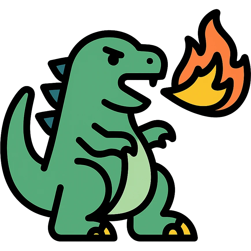 Godzilla breathing fire emoji