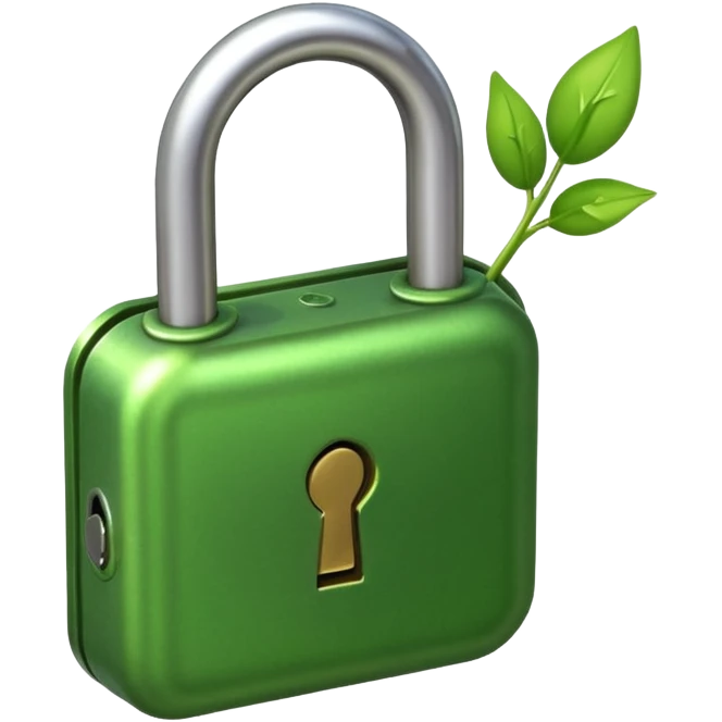 A seed germinating with a sprout sticking out of it in the shape of a pad lock  emoji