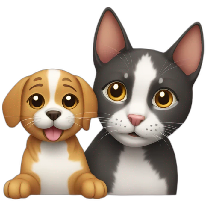 cat fihts with dog emoji