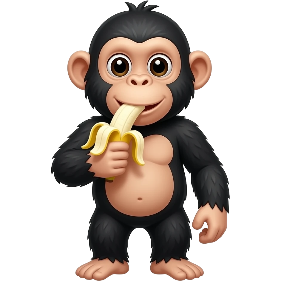 Cartoon chimpanzee eating a banana emoji