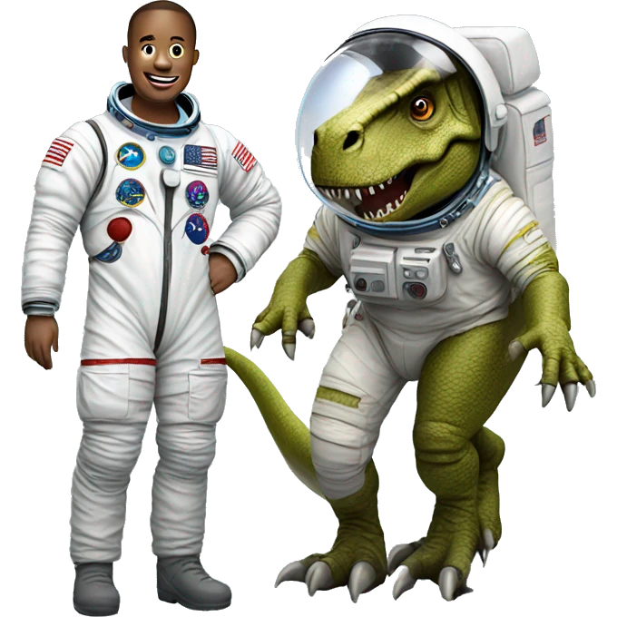 a astronaut and t-rex emoji