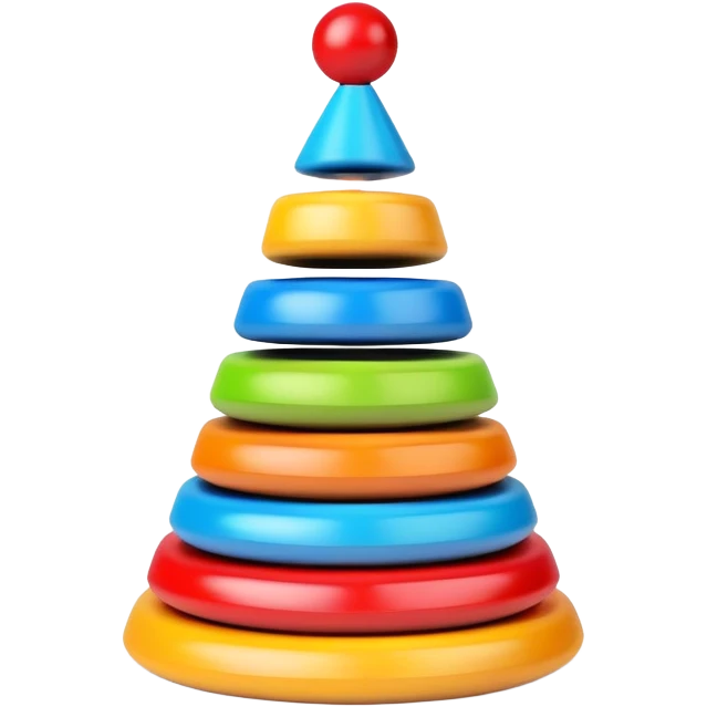 Colorful children's stacking pyramid toy with rings of different sizes emoji