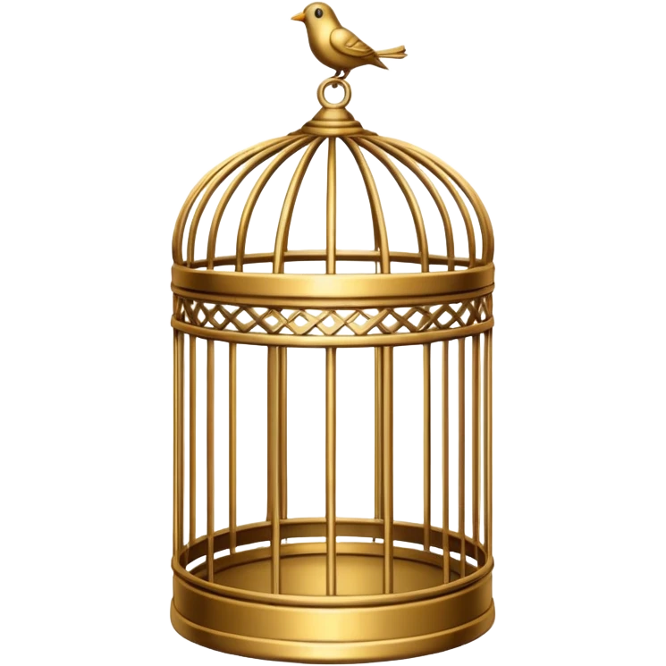 A metallic iron bird cage emoji
