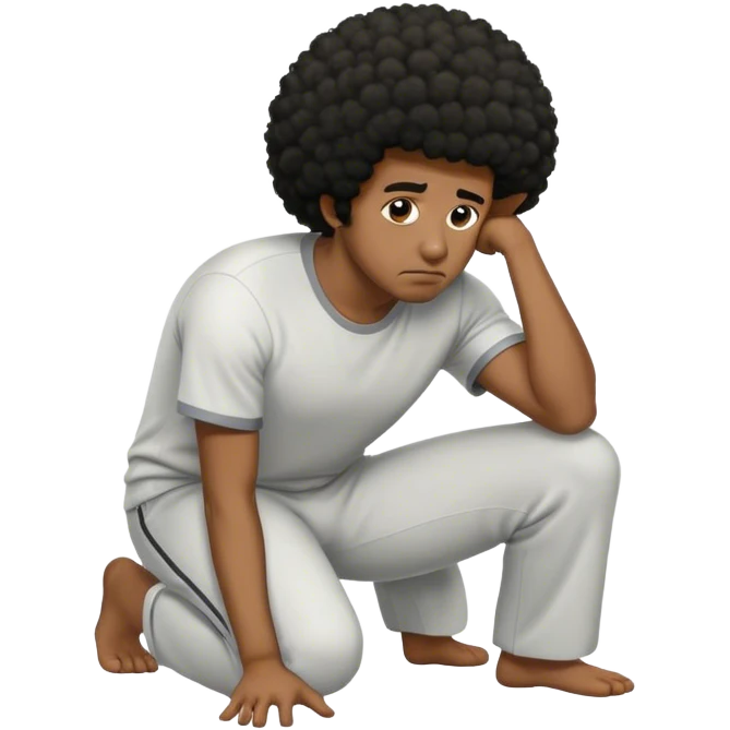 sad man kneeling with an afro haircut emoji