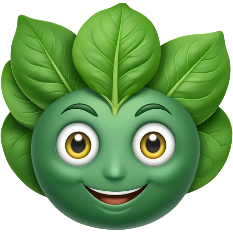Spinach with eyes and smile without human face emoji