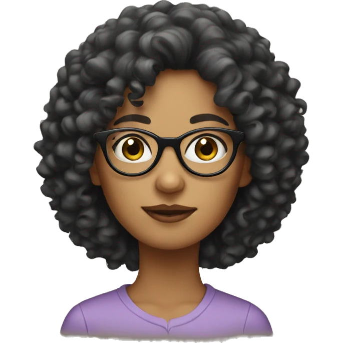 curly hair woman with black glasses emoji