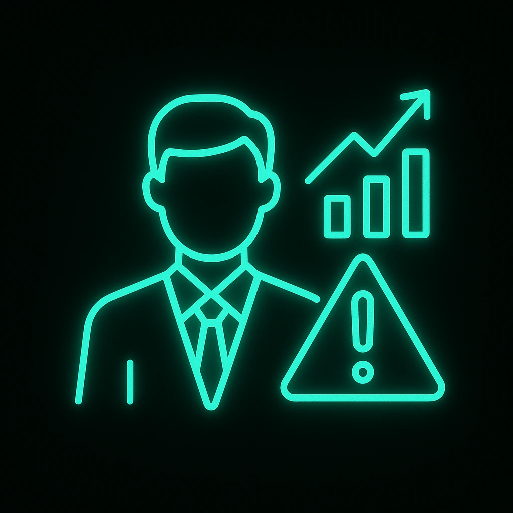 minimalist neon icon of a risky trader, using color #0BD794, simple lines, glowing effect emoji