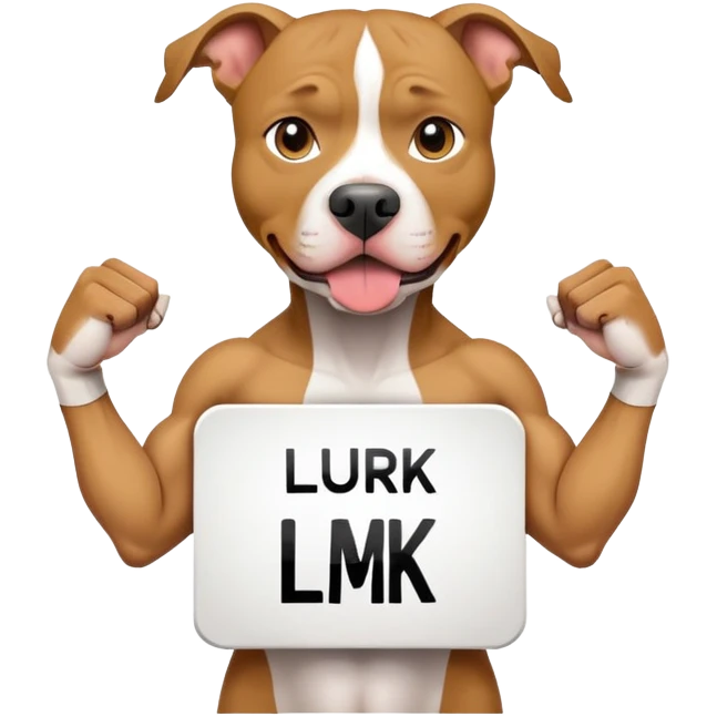 Pit bull holding 1 sign that says "Lurk" emoji