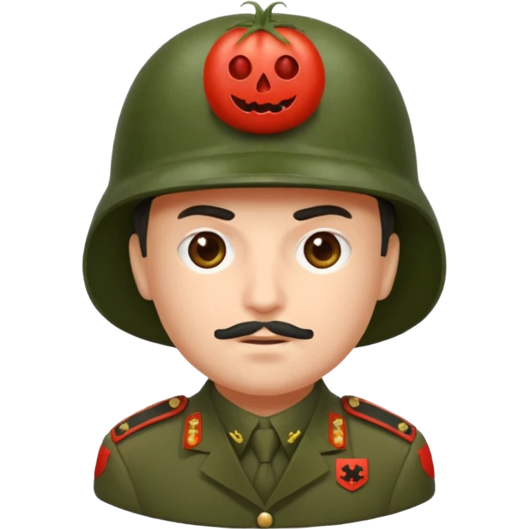 Eine Tomate mit Gesicht als Panzerkomandant emoji