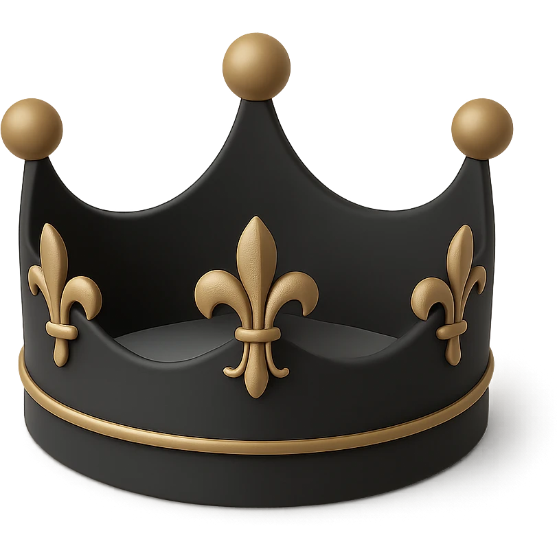 a gold crown in 3D black style emoji